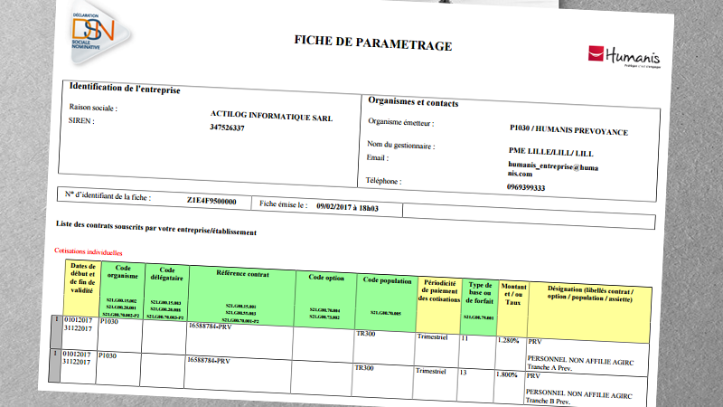 Fiche de paramétrage OC (FPOC)